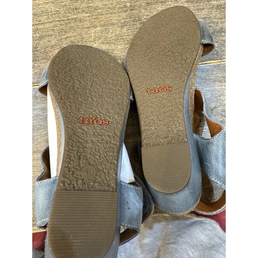 Taos Woman's Carousel‎ 2 Leather Graphite Grey Wedge Sandals Size 40 US 9-9.5